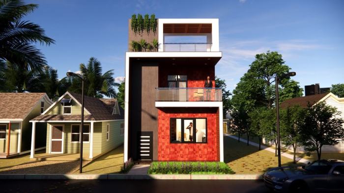 Desain rumah luas tanah 2x20 meter