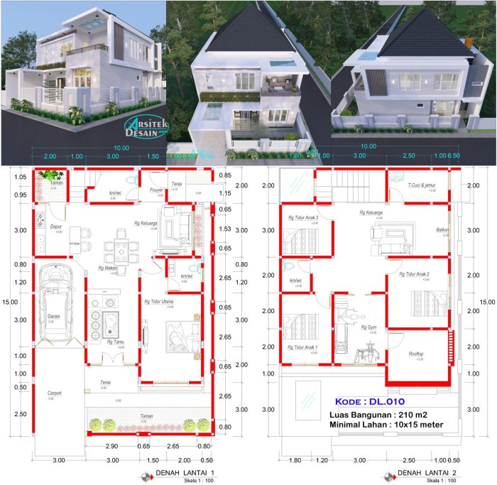 Desain rumah luas tanah 15 x 15